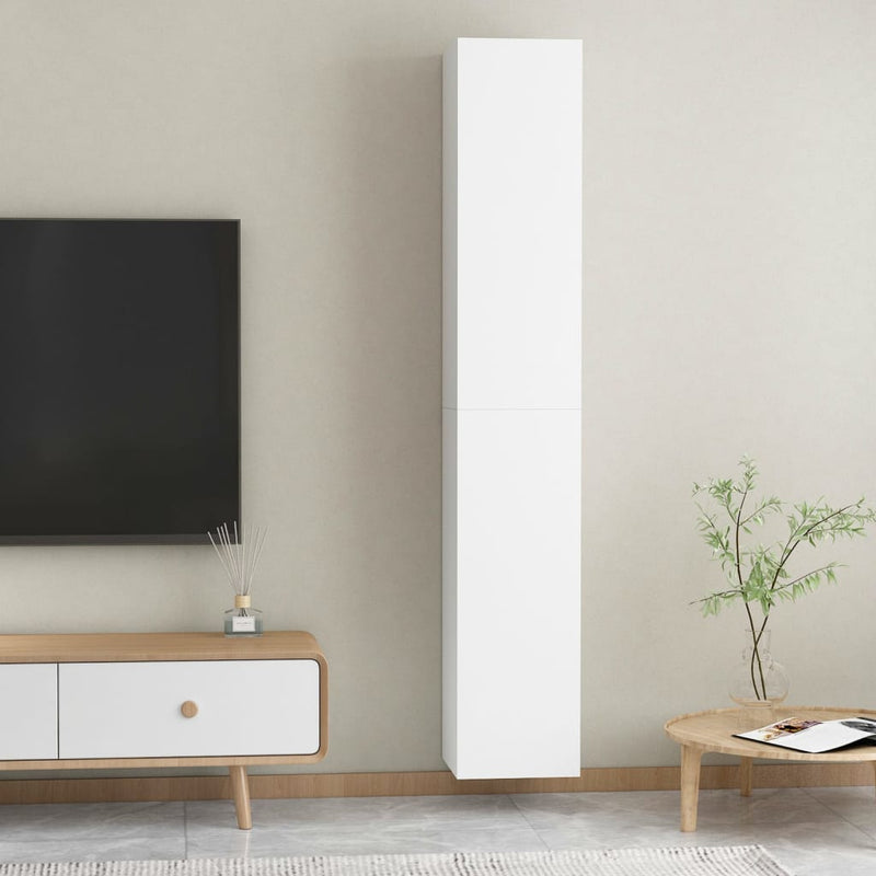 TV Cabinets 2 pcs White 30.5x30x90 cm Engineered Wood