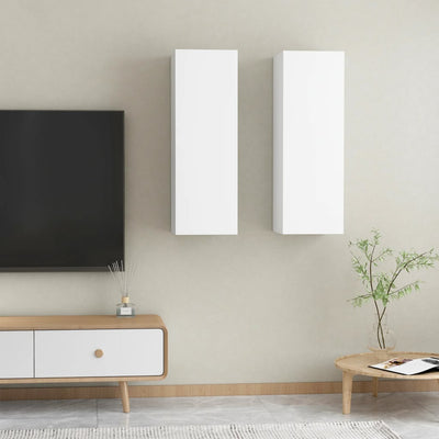 TV Cabinets 2 pcs White 30.5x30x90 cm Engineered Wood