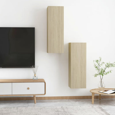 TV Cabinets 2 pcs Sonoma Oak 30.5x30x90 cm Engineered Wood