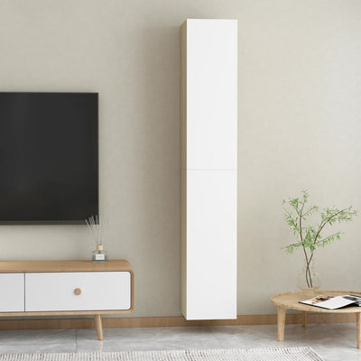 TV Cabinets 2 pcs White and Sonoma Oak 30.5x30x90 cm Engineered Wood