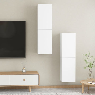 TV Cabinets 2 pcs White 30.5x30x110 cm Engineered Wood