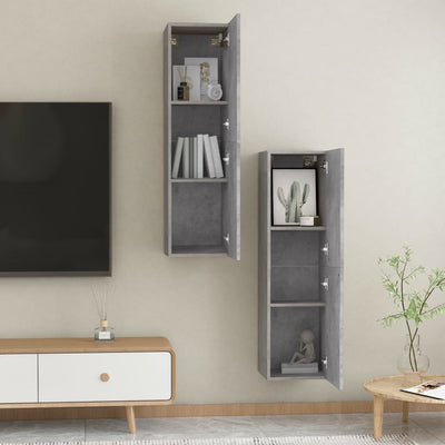 TV Cabinets 2 pcs Concrete Grey 30.5x30x110 cm Engineered Wood