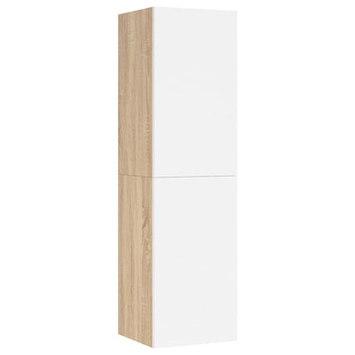 TV Cabinet White and Sonoma Oak 30.5x30x110 cm Engineered Wood