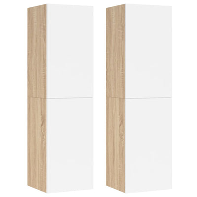 TV Cabinets 2 pcs White and Sonoma Oak 30.5x30x110 cm Engineered Wood