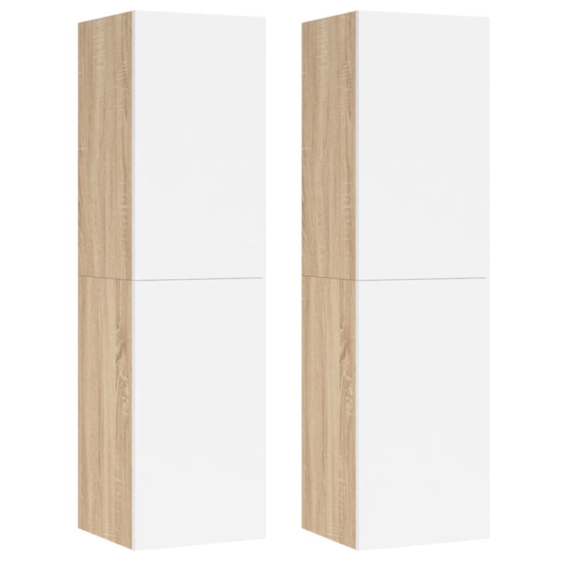 TV Cabinets 2 pcs White and Sonoma Oak 30.5x30x110 cm Engineered Wood