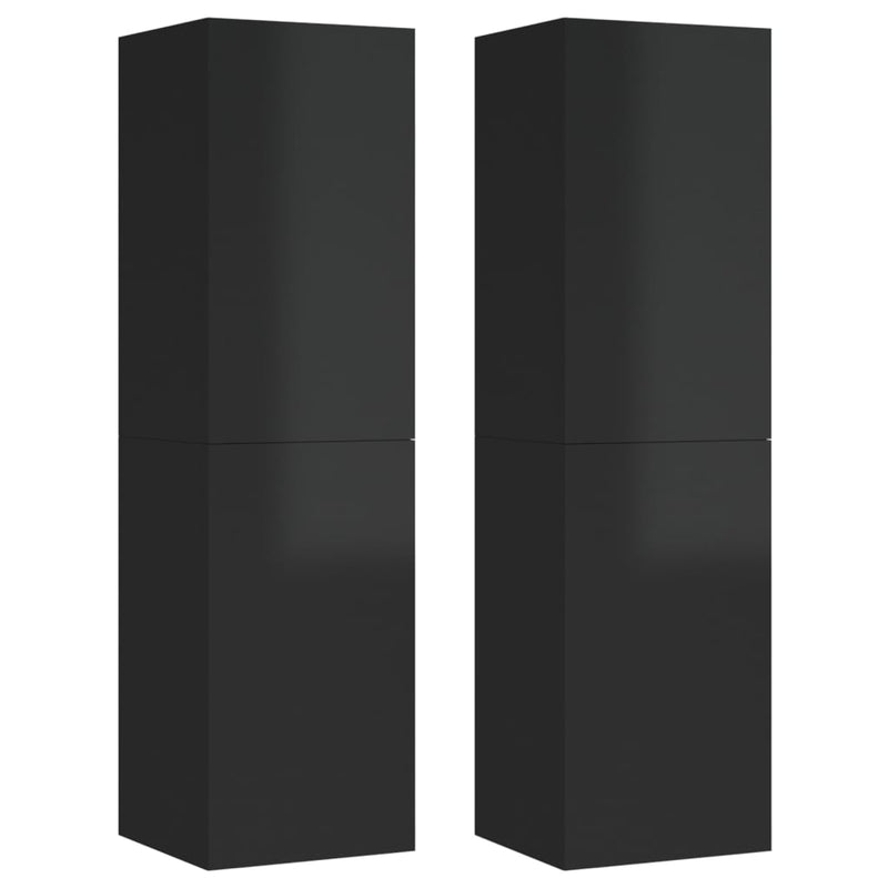 TV Cabinets 2 pcs High Gloss Black 30.5x30x110 cm Engineered Wood