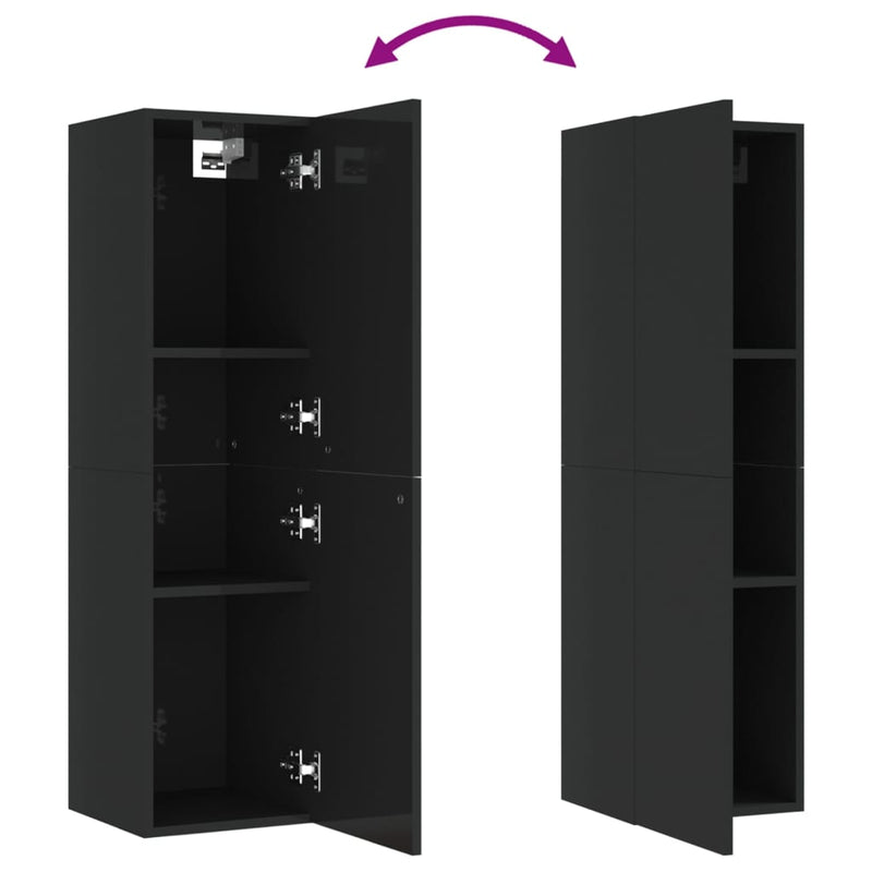 TV Cabinets 2 pcs High Gloss Black 30.5x30x110 cm Engineered Wood