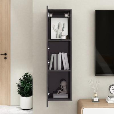 TV Cabinet High Gloss Grey 30.5x30x110 cm Engineered Wood