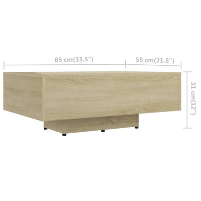 Coffee Table Sonoma Oak 85x55x31 cm Engineered Wood