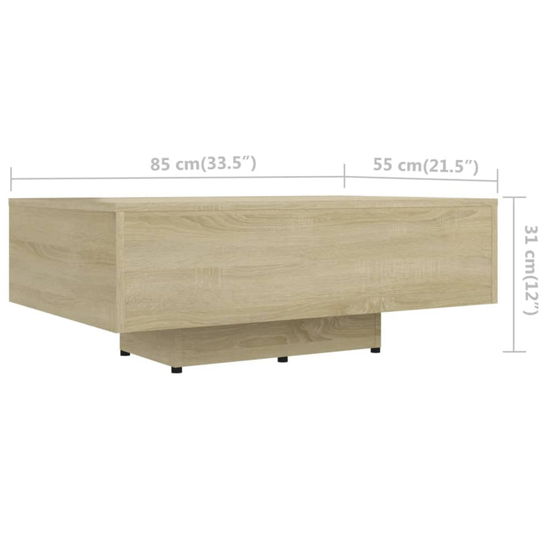 Coffee Table Sonoma Oak 85x55x31 cm Engineered Wood