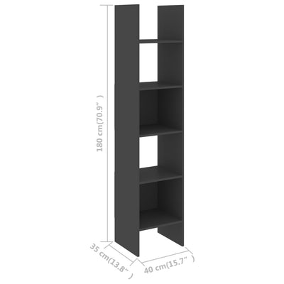 Book Cabinet Grey 40x35x180 cm Engineered Wood