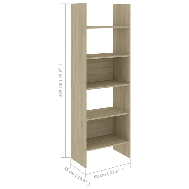 Book Cabinet Sonoma Oak 60x35x180 cm Engineered Wood