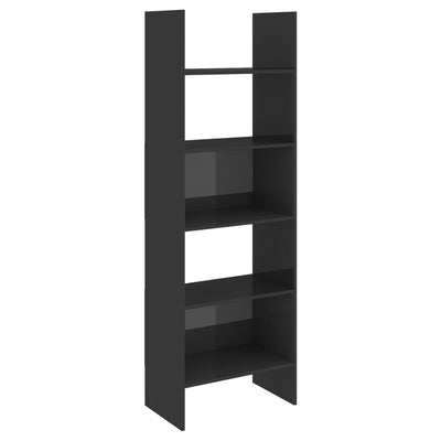 Book Cabinet High Gloss Grey 60x35x180 cm Engineered Wood