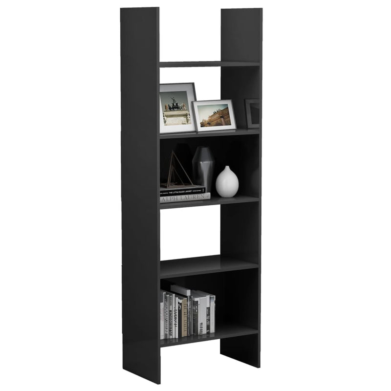 Book Cabinet High Gloss Grey 60x35x180 cm Engineered Wood