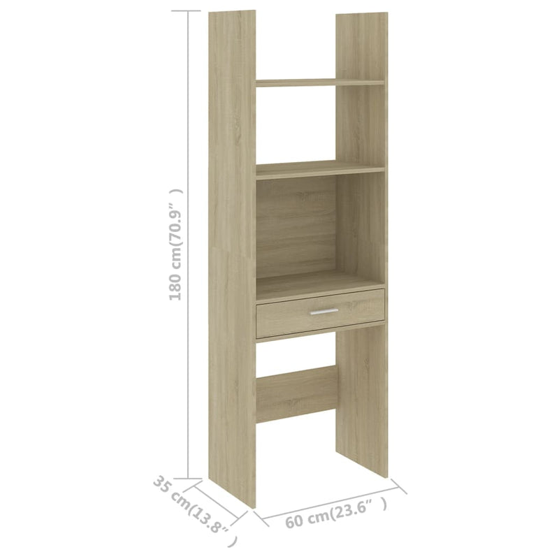 Book Cabinet Sonoma Oak 60x35x180 cm Engineered Wood