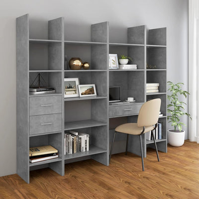 Book Cabinet Concrete Grey 60x35x180 cm Engineered Wood