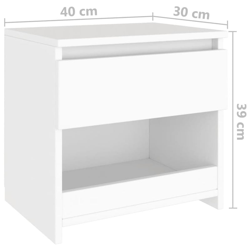 Bedside Cabinet White 40x30x39 cm Engineered Wood