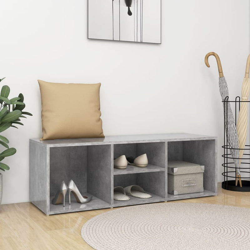 Shoe Storage Bench Concrete Grey 105x35x35 cm Engineered Wood