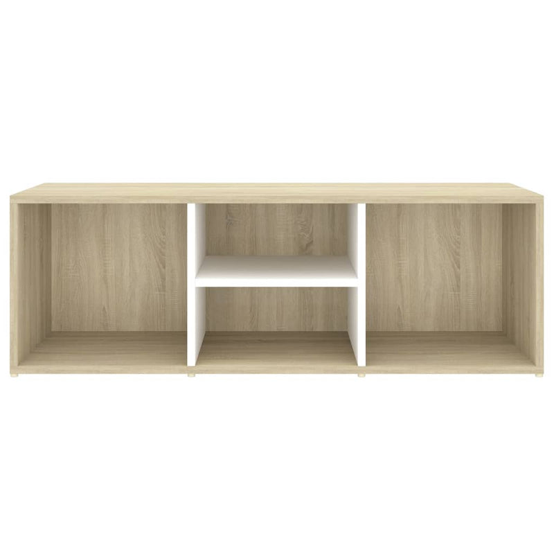 Shoe Storage Bench White and Sonoma Oak 105x35x35 cm Engineered Wood