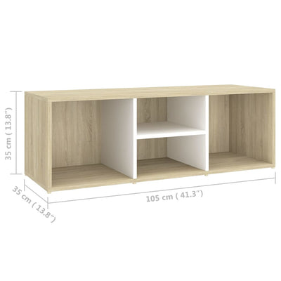 Shoe Storage Bench White and Sonoma Oak 105x35x35 cm Engineered Wood