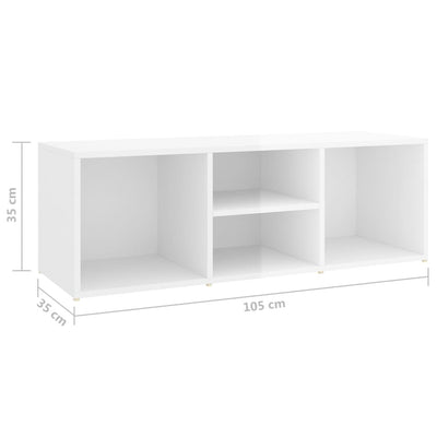 Shoe Storage Bench High Gloss White 105x35x35 cm Engineered Wood