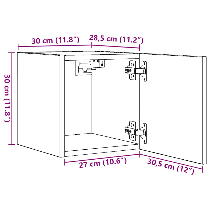 Wall Mounted TV Cabinet White 30.5x30x30 cm