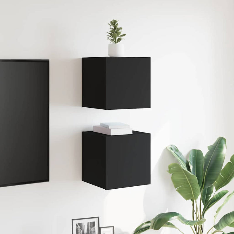 Wall Mounted TV Cabinets 2 pcs Black 30.5x30x30 cm