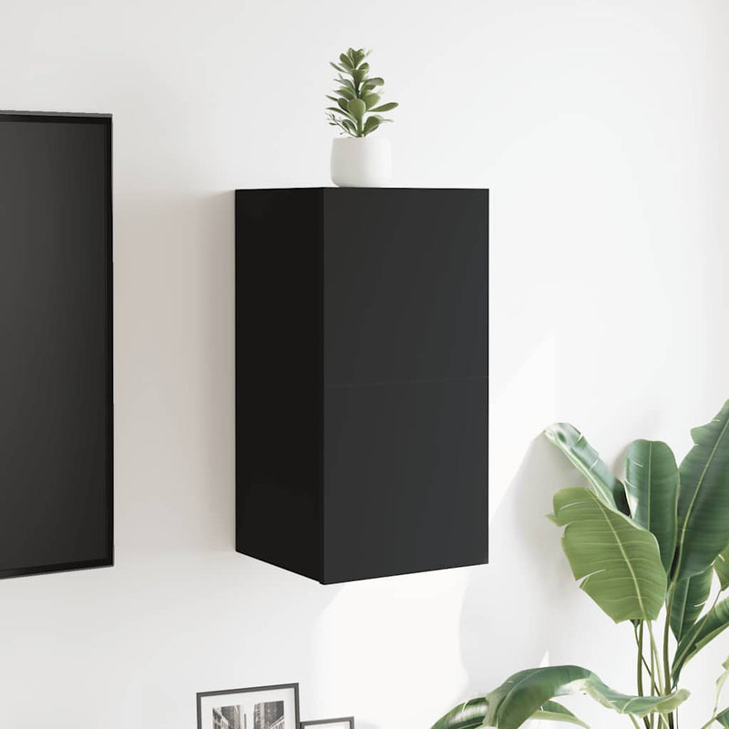 Wall Mounted TV Cabinets 2 pcs Black 30.5x30x30 cm