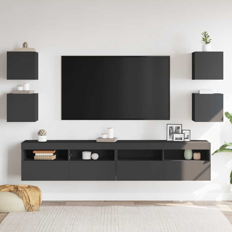 Wall Mounted TV Cabinets 4 pcs Grey 30.5x30x30 cm