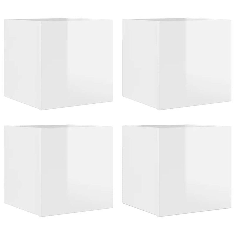 Wall Mounted TV Cabinets 4 pcs High Gloss White 30.5x30x30 cm