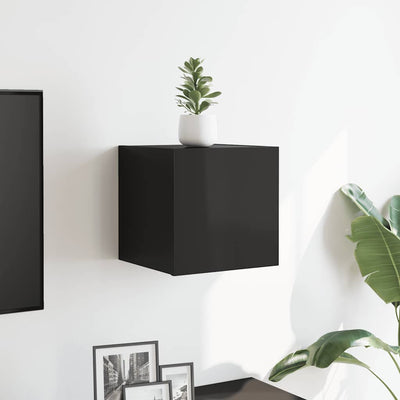 Wall Mounted TV Cabinet High Gloss Black 30.5x30x30 cm