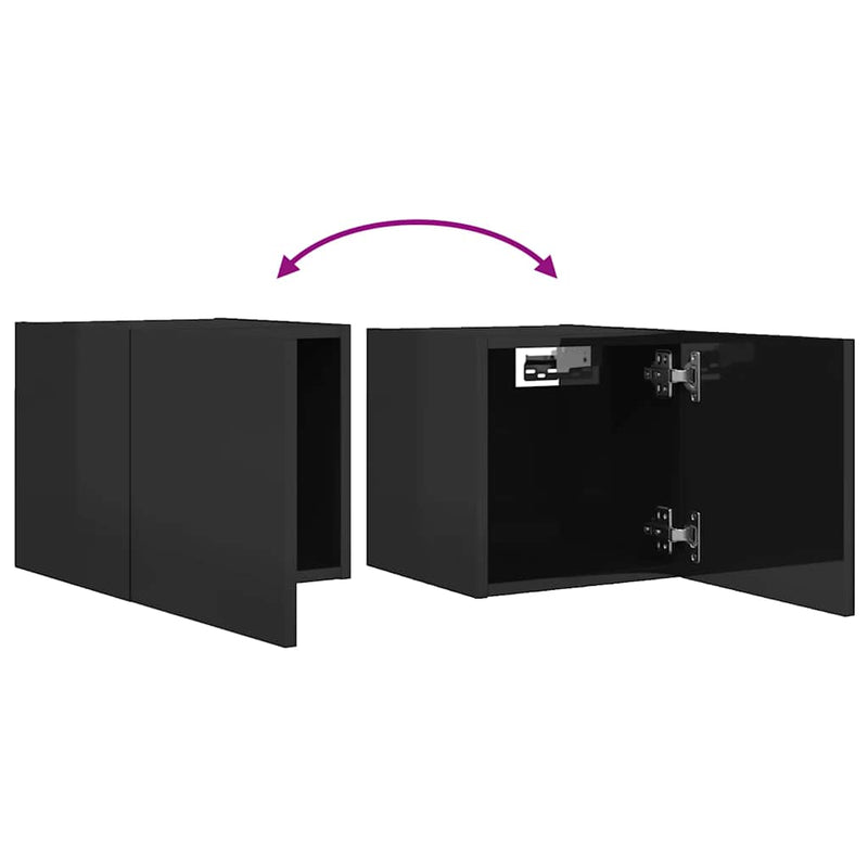 Wall Mounted TV Cabinet High Gloss Black 30.5x30x30 cm