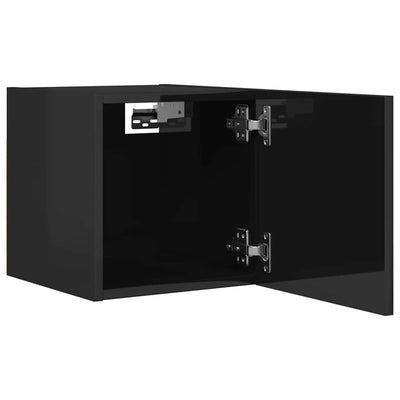 Wall Mounted TV Cabinet High Gloss Black 30.5x30x30 cm