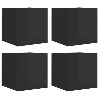 Wall Mounted TV Cabinets 4 pcs High Gloss Black 30.5x30x30 cm