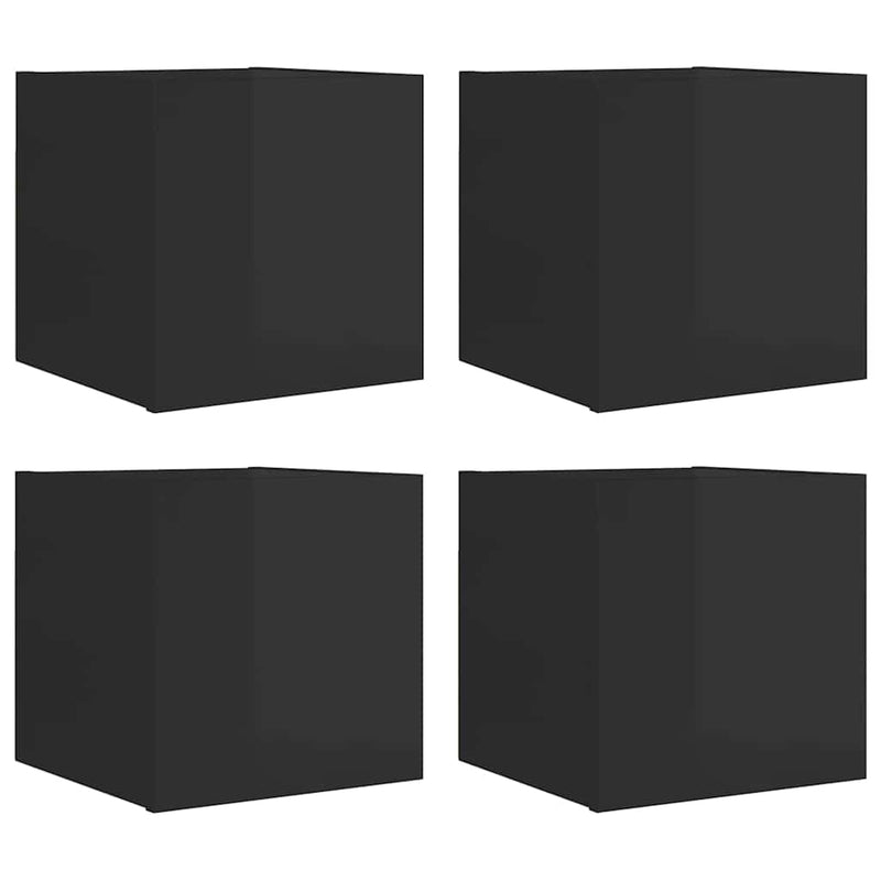 Wall Mounted TV Cabinets 4 pcs High Gloss Black 30.5x30x30 cm