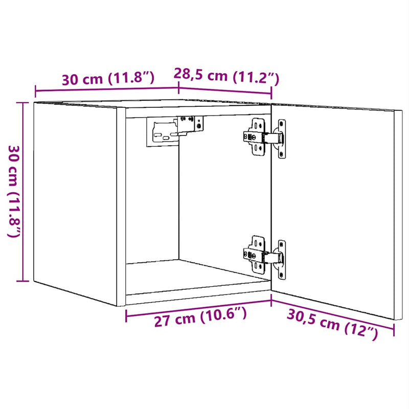 Wall Mounted TV Cabinets 4 pcs High Gloss Black 30.5x30x30 cm