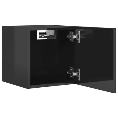 Wall Mounted TV Cabinet High Gloss Grey 30.5x30x30 cm