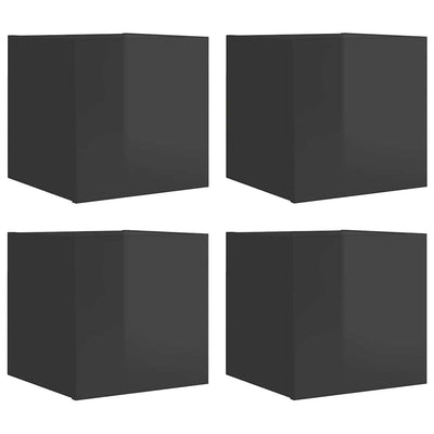 Wall Mounted TV Cabinets 4 pcs High Gloss Grey 30.5x30x30 cm