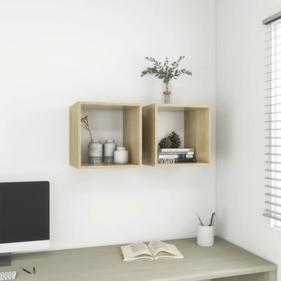 Wall Cabinet White and Sonoma Oak 37x37x37 cm Engineered Wood