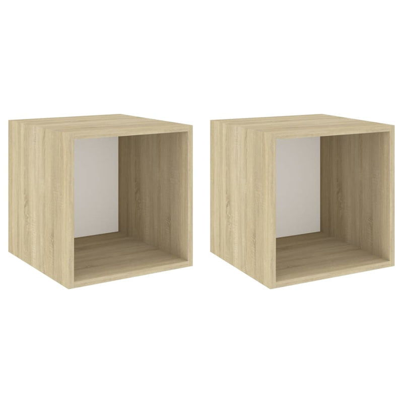 Wall Cabinets 2 pcs White and Sonoma Oak 37x37x37 cm Engineered Wood