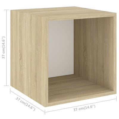 Wall Cabinets 2 pcs White and Sonoma Oak 37x37x37 cm Engineered Wood