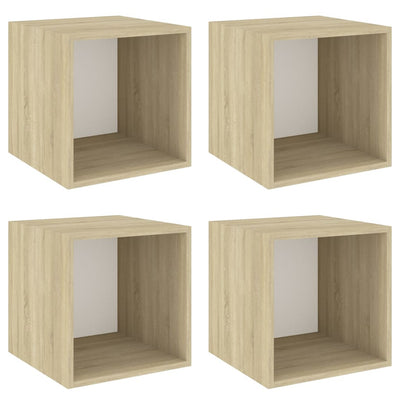 Wall Cabinets 4 pcs White and Sonoma Oak 37x37x37 cm Engineered Wood