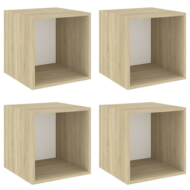 Wall Cabinets 4 pcs White and Sonoma Oak 37x37x37 cm Engineered Wood