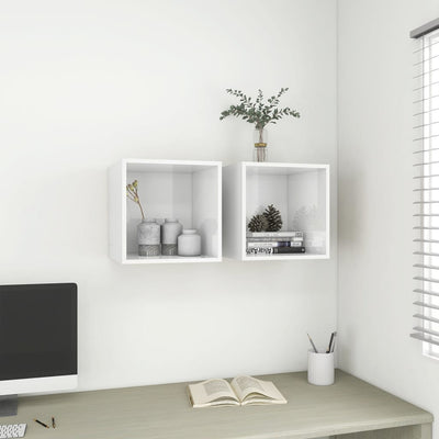 Wall Cabinet High Gloss White 37x37x37 cm Engineered Wood