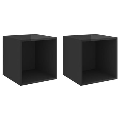 Wall Cabinets 2 pcs High Gloss Black 37x37x37 cm Engineered Wood