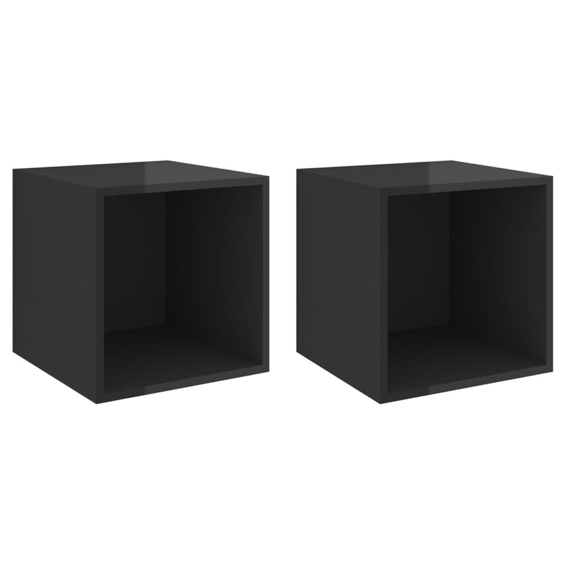 Wall Cabinets 2 pcs High Gloss Black 37x37x37 cm Engineered Wood