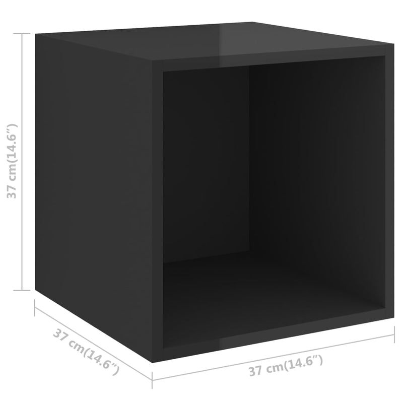 Wall Cabinets 2 pcs High Gloss Black 37x37x37 cm Engineered Wood