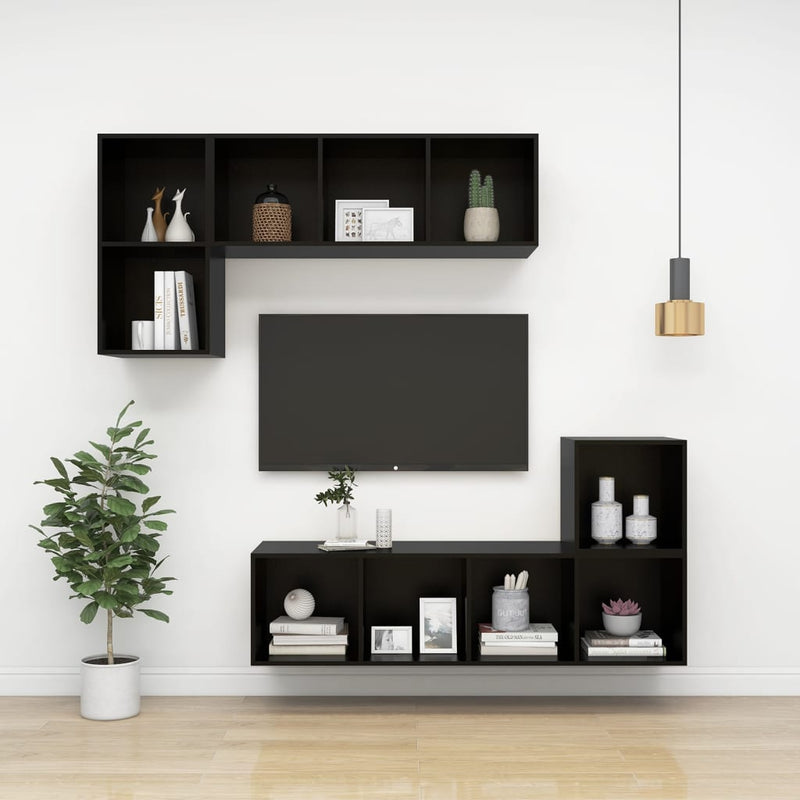 Wall-mounted TV Cabinet Black 37x37x72 cm Engineered Wood