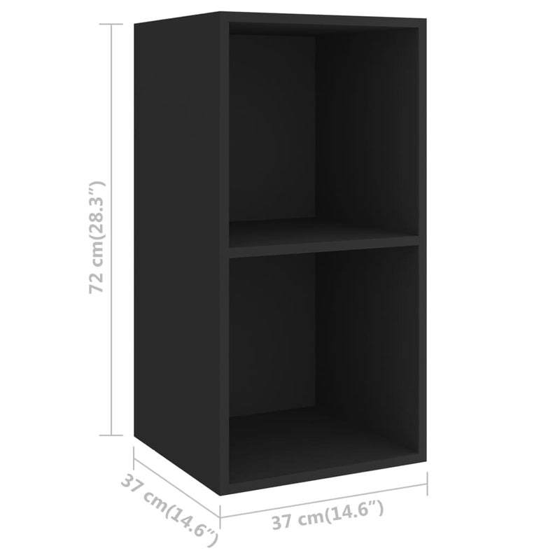 Wall-mounted TV Cabinet Black 37x37x72 cm Engineered Wood