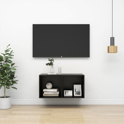 Wall-mounted TV Cabinet Black 37x37x72 cm Engineered Wood